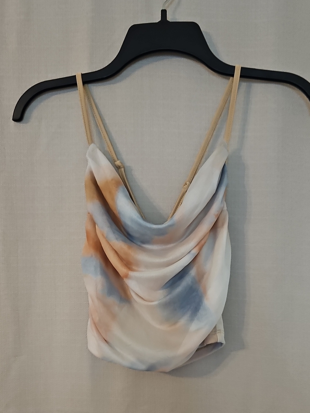 SHEIN Beige and Blue Cowl Neck Spaghetti Strap Camisole